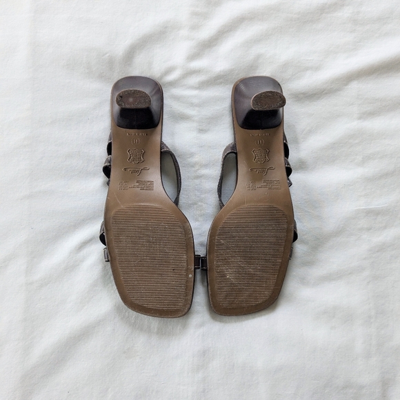 Y2K Brown Leather Strappy Sandals Mules Kitten Heels 11 - Picture 4 of 5